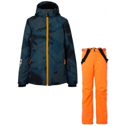 Chlapecký lyžařský komplet - bunda Pander a kalhoty Footstrap Fluo Orange